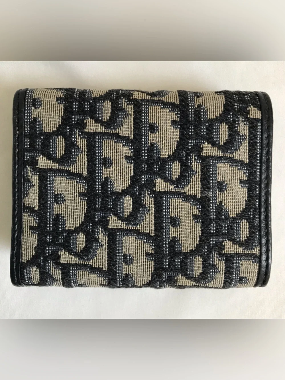 Christian Dior Oblique Trifold Compact Wallet Authentic Navy Blue